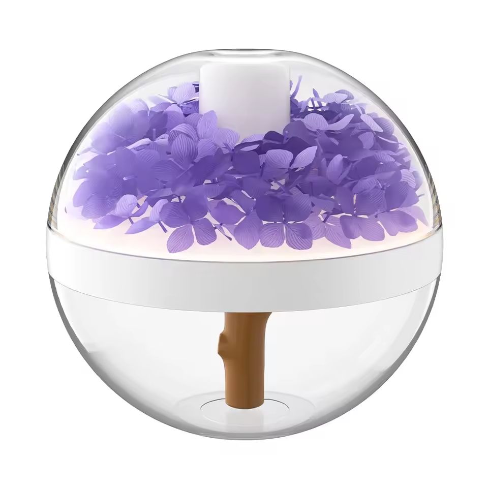 USB Rechargeable Flower Humidifier – 270ml Mini Air Mist Maker with LED Mood Light