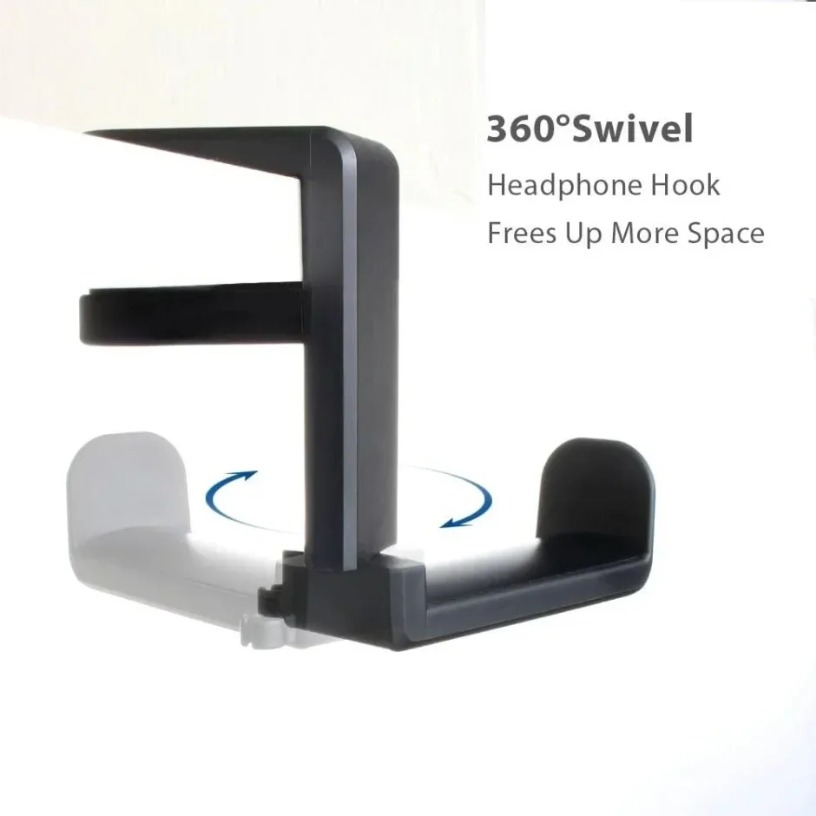 Adjustable Rotating Gaming Headphone Stand & Table Clip Hook