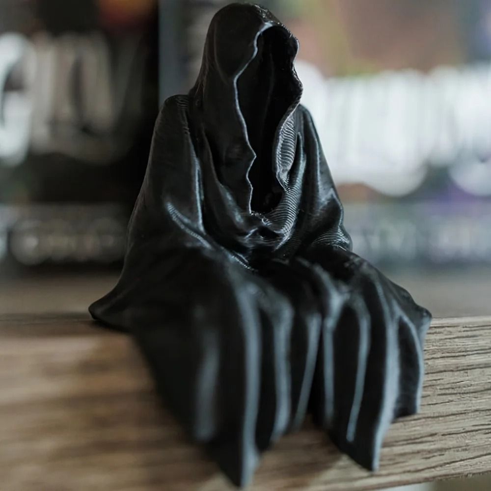 3D Printed Hooded Cloaked Gothic Statue Dark Aesthetic Desk & Shelf Figurine