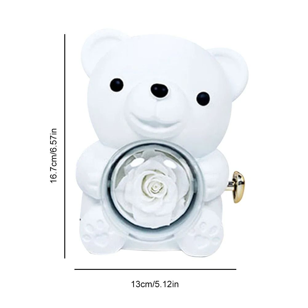 Eternal Rose Bear Jewelry Gift Box Romantic Rotating Rose Case