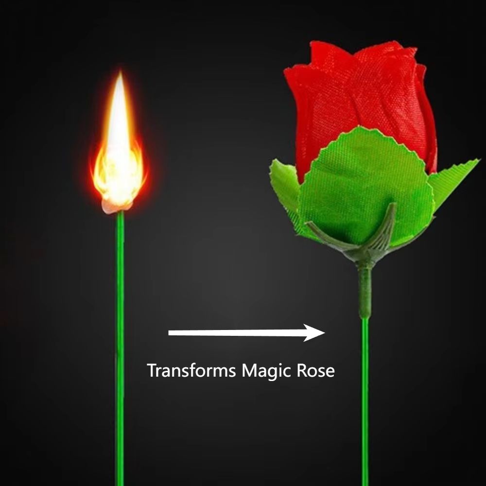 Flame To Red Rose Magic Trick Torch Surprise Prop