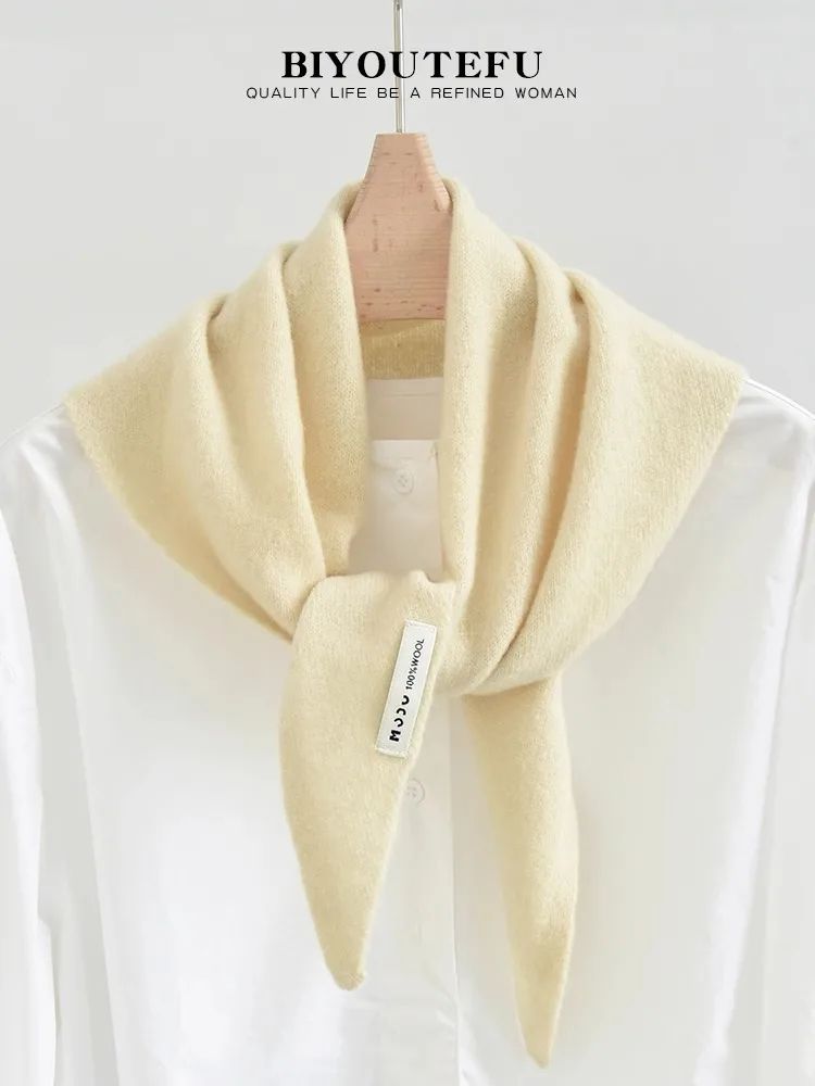 Australian Wool Knitted Triangle Scarf – Women's Warm Autumn Winter Neck Shawl