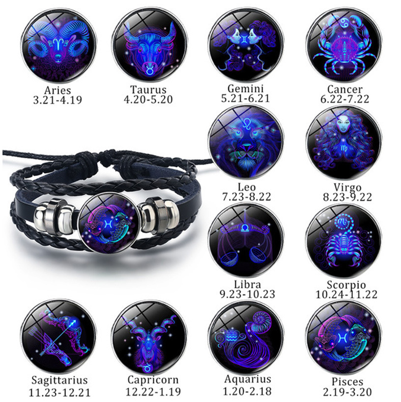 Zodiac Glow Leather Bracelet for Astrology Lovers and Meaningful Gifting