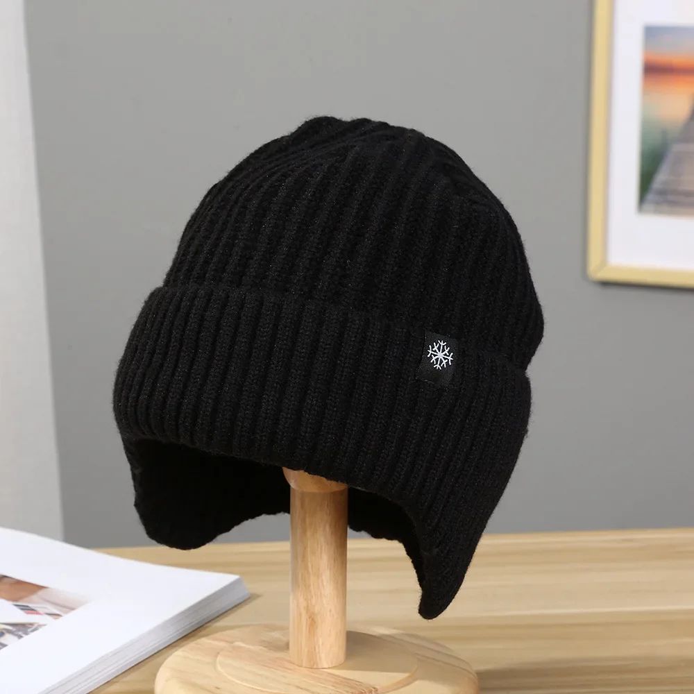 Mens Winter Knitted Peaked Hat – Plush Faux Fur Lined Bomber Cap with Ear Protection