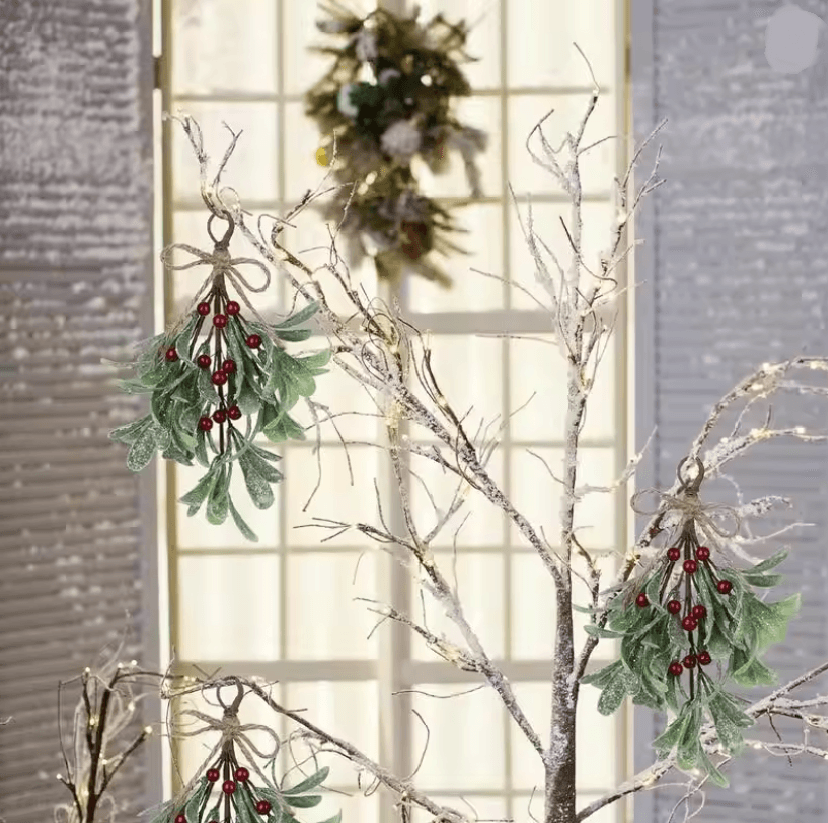 EverFrost Artificial Mistletoe Frosted Sprigs for Christmas Home Decoration