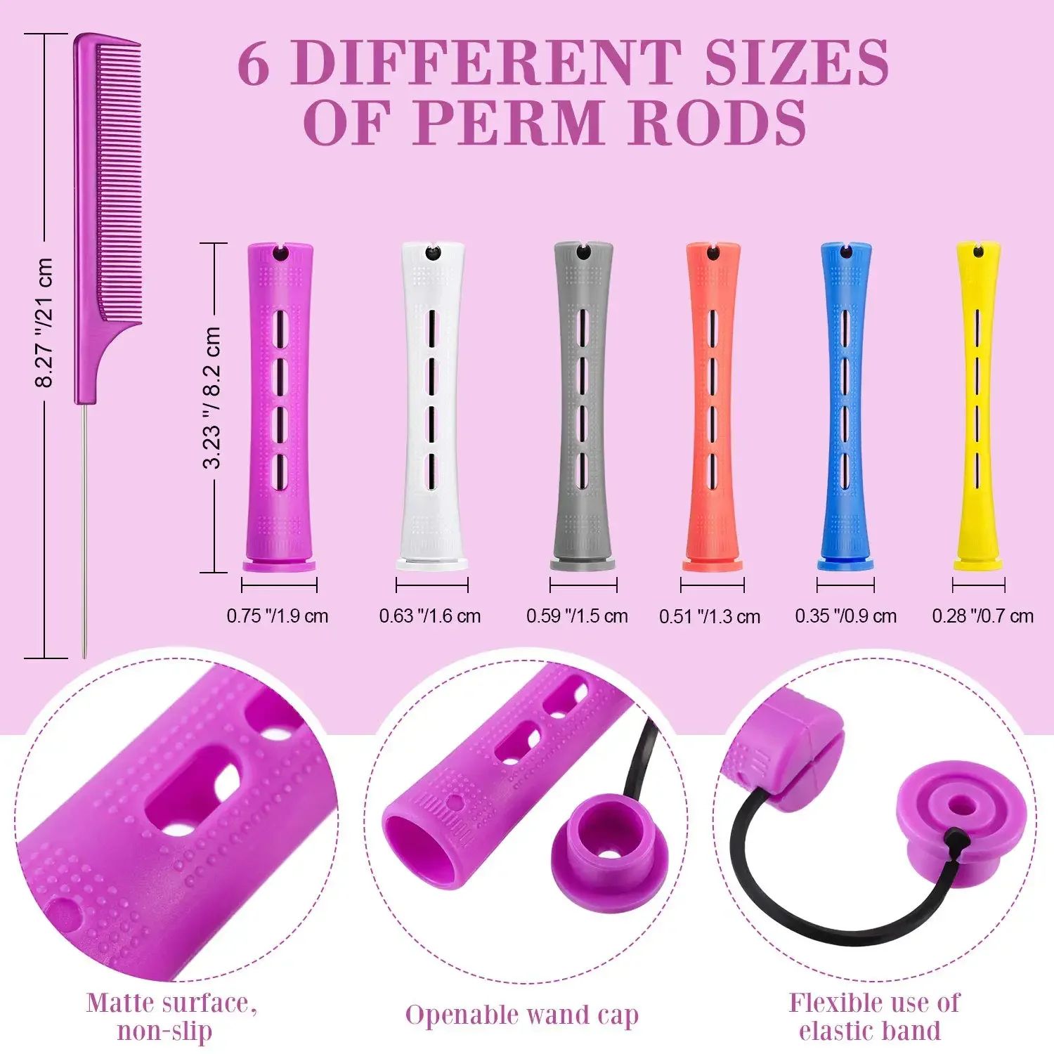 60 Pcs Cold Wave Perm Rods Set – Salon-Grade Hair Perm Rollers for Long-Lasting Curls | Professional Curling Rods
