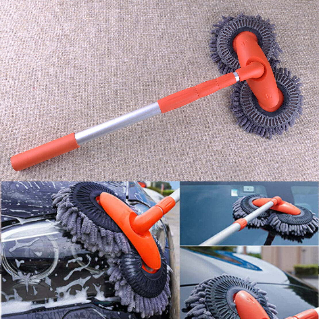 360 degree Microfiber Car Wash Brush Mop Long Handle