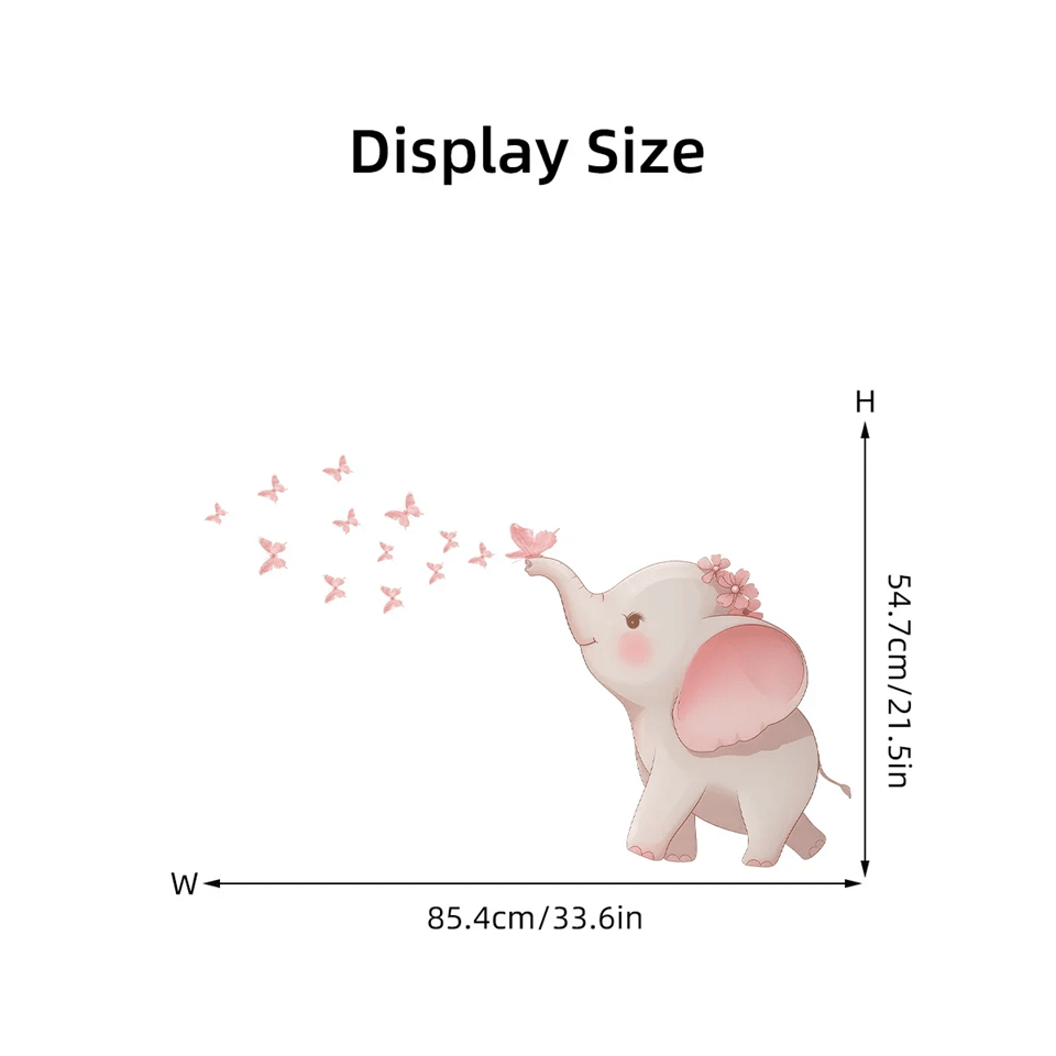 Cute Elephant Butterfly Wall Stickers Kids Room Wall Decals Nursery Decor