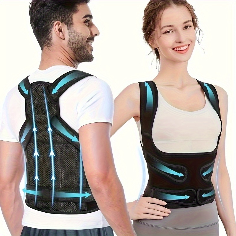 Black Adjustable Posture Support Belt for Back Pain Relief
