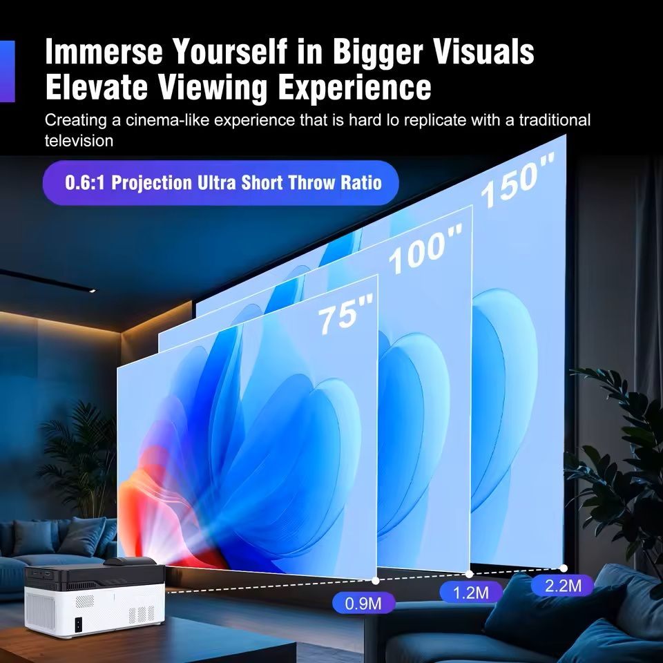 HY450 Ultra Short Throw Projector with 8K Decoding & Voice Control