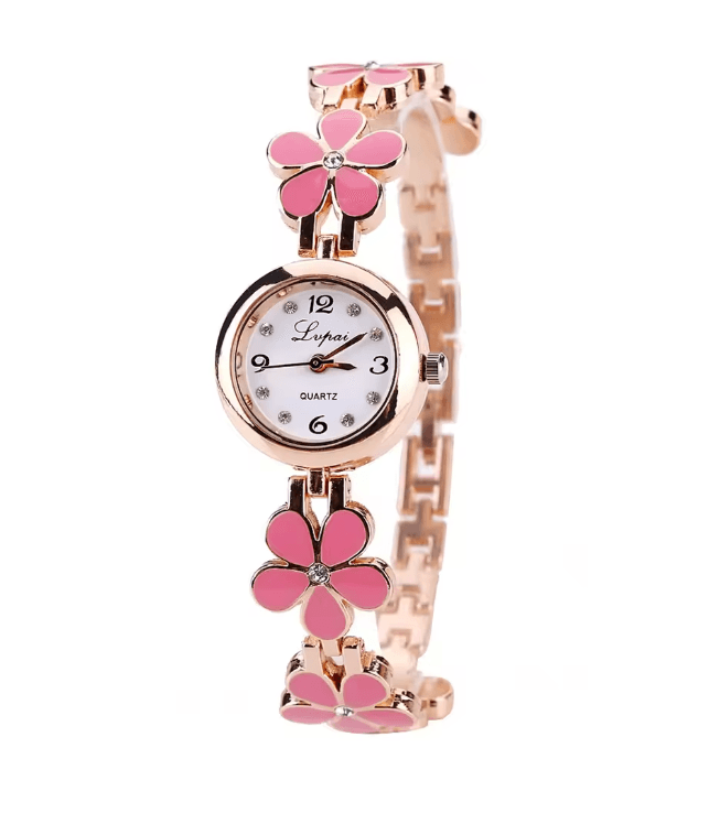 Luxury Flower Bracelet Womens Quartz Watch Rhinestone Small Dial