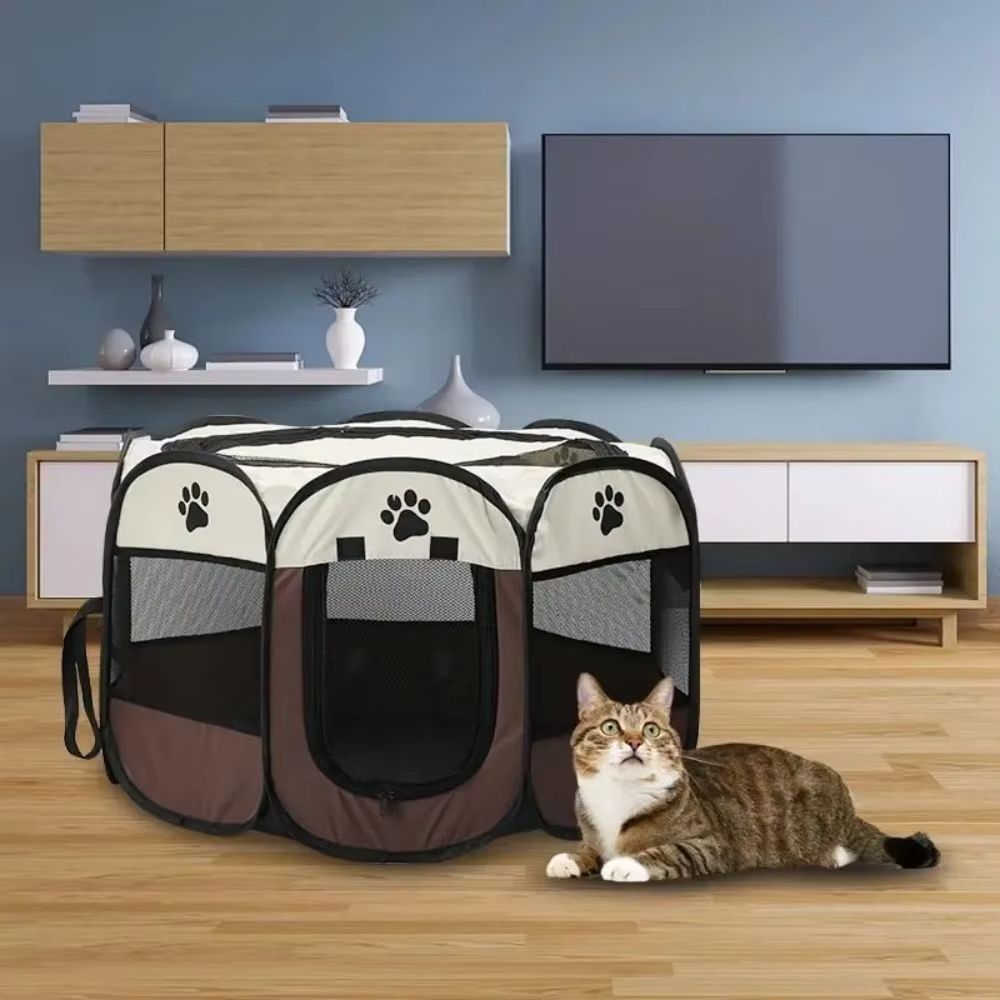 Foldable Pet Playpen – Portable Octagon Kennel for Dogs, Cats & Small Animals