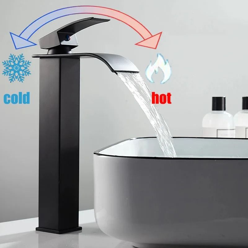 Modern Waterfall Bathroom Sink Faucet Dual Control Hot and Cold Mixer Tap