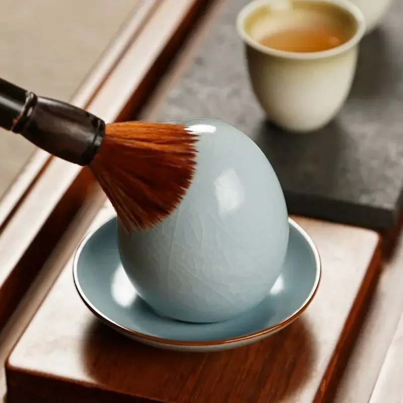 Egg Shaped Tea Pets Ornaments, Can Be Raised Crack Ru Kiln, Tea Ceremony Tea Set, New Year Gift, Unique Tea Pet Ornament