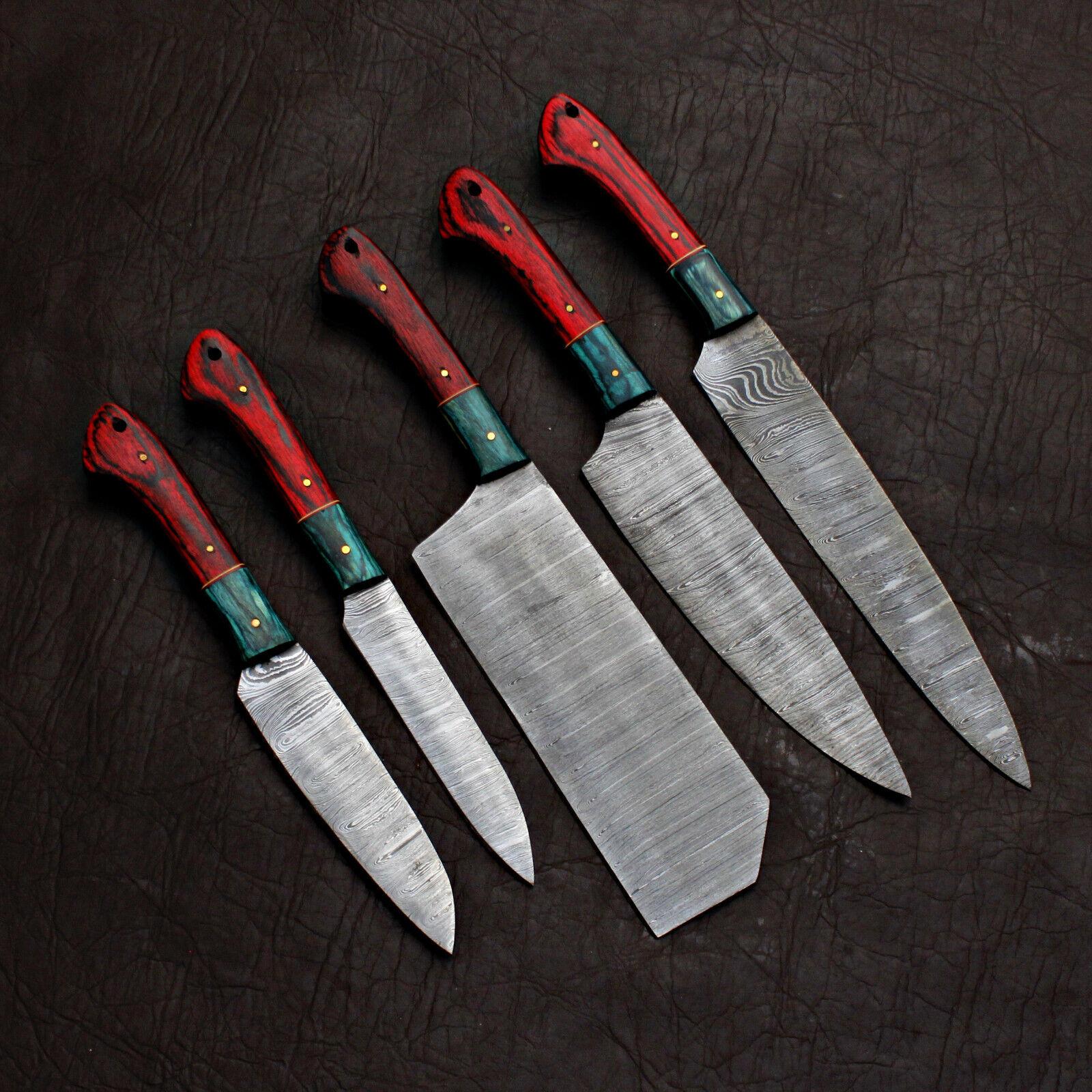 Professional Damascus Steel Chef Knives | BLACK BEER 5-Piece Handmade Kitchen Set