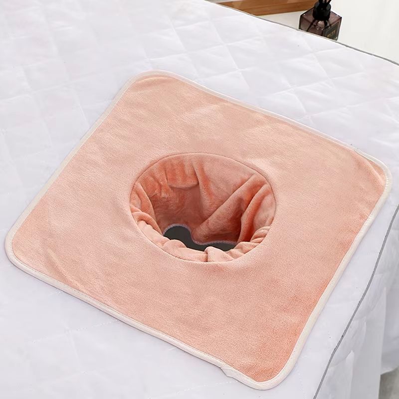 Thickened Beauty SPA Massage Table Face Towel with Hole, 13.8x13.8 in (35x35 cm)
