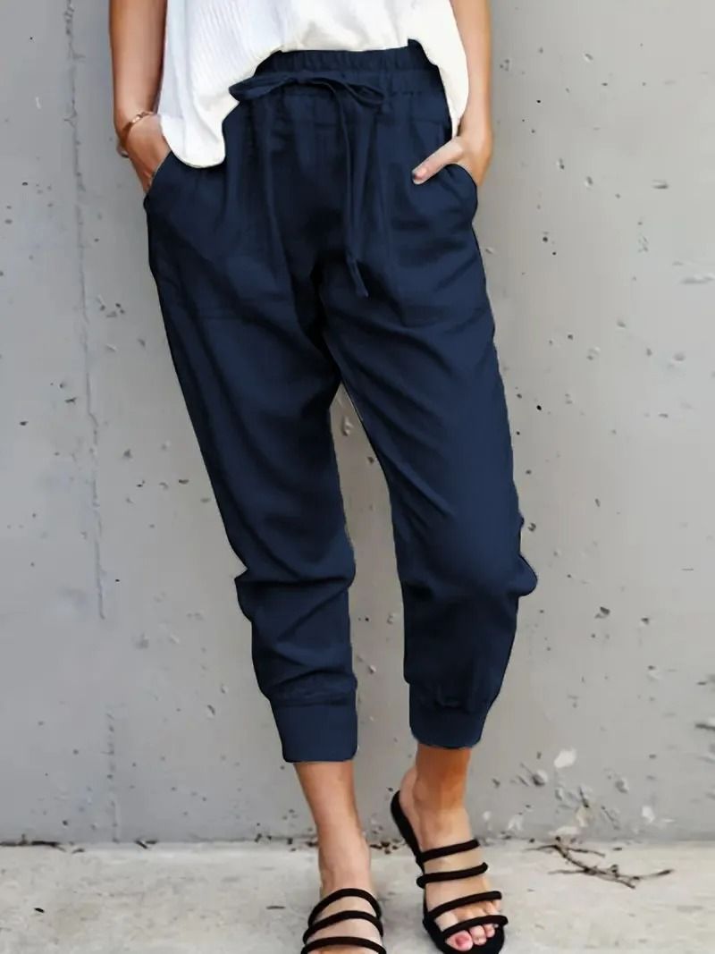 Women High Waist Lace Up Slim Fit Casual Pants