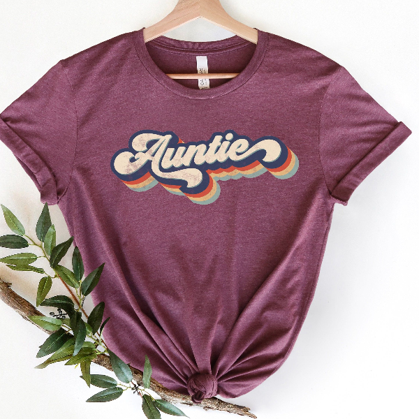 Retro Auntie Shirt,Auntie Shirt,Mommy Shirt,Gift for Mom,Gift for Her,Mothers Day,Auntie Life Tshirt,Mom Life T-shirt. M