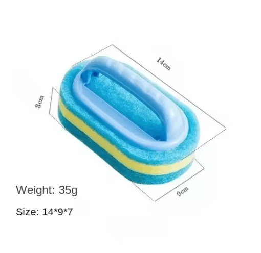 Household Cleaning Brush with Handle – Thick Scrubbing Sponge for Kitchen, Bathroom & Tub