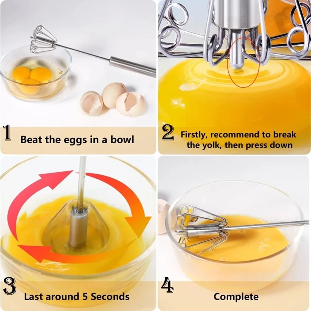 Semi Automatic Mixer Whisk Egg Beater Stainless Steel Manual Hand Mixer
