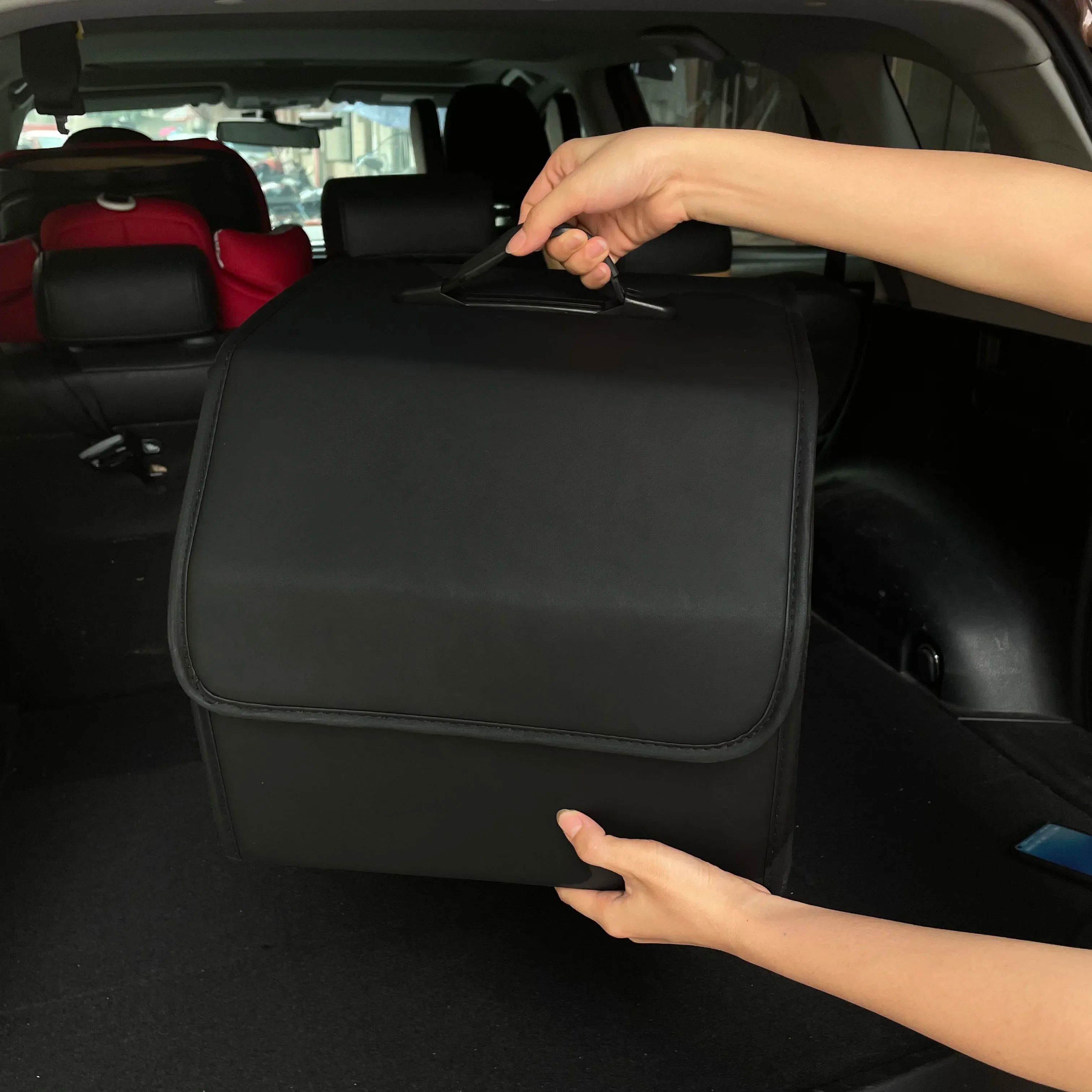 Premium Car Trunk Organizer – Collapsible PU Leather Car Storage Box for SUV & Sedan