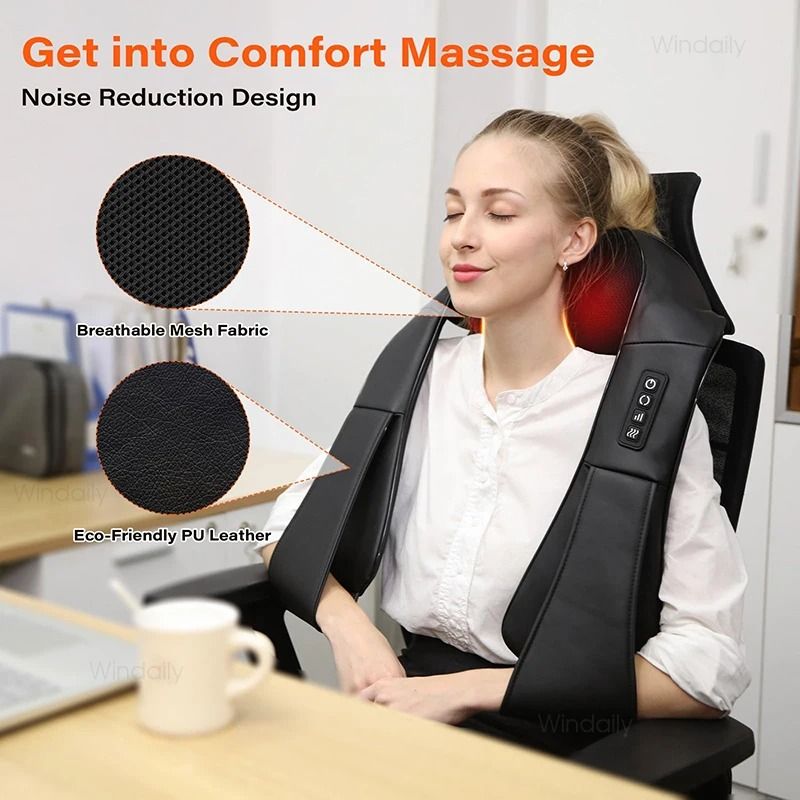 4D Shiatsu Neck and Shoulder Massager Kneading Massage Pillow with Heat