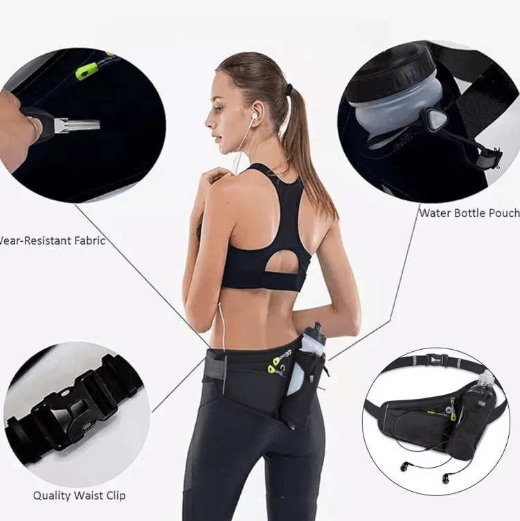 HydraMove Adjustable Running Waist Bag with Water Bottle Holder