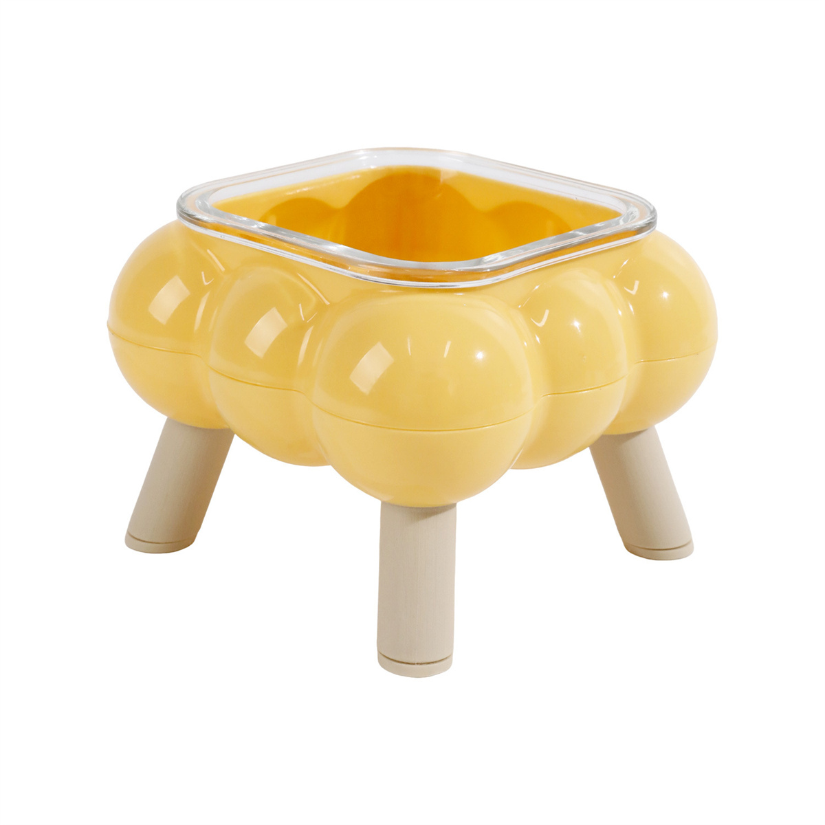 Elevated Cat Feeding Bowl Glass, High-Legged, Easy to Clean