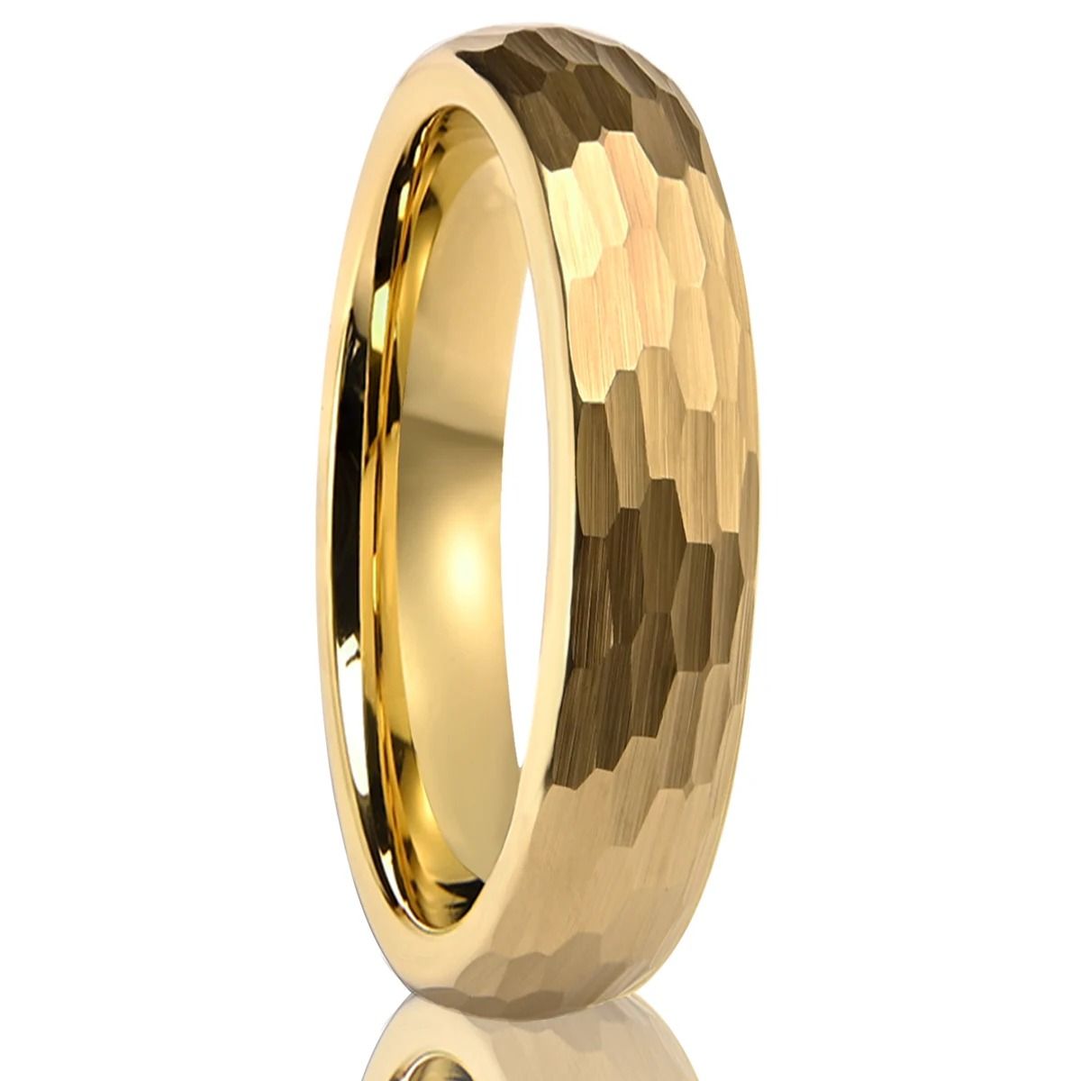 0.24in and 0.31in Gold Finish Hammered Tungsten Carbide Professional Ensemble