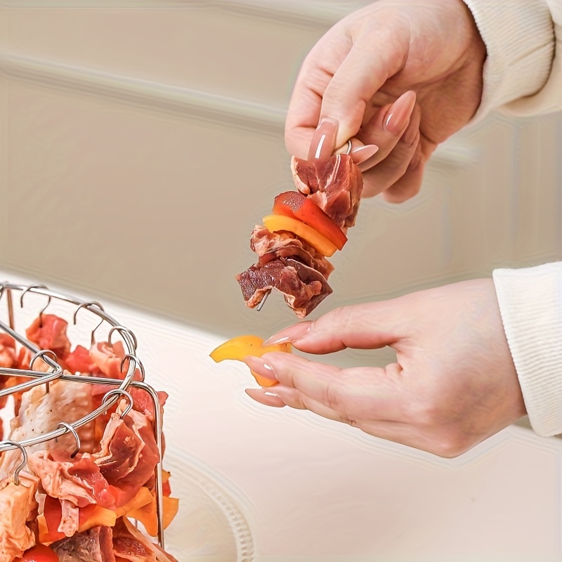 Air Fryer Skewers Rack Stainless Steel Kabob Skewers for Healthy Oil-Free Cooking of Chicken & Vegetables