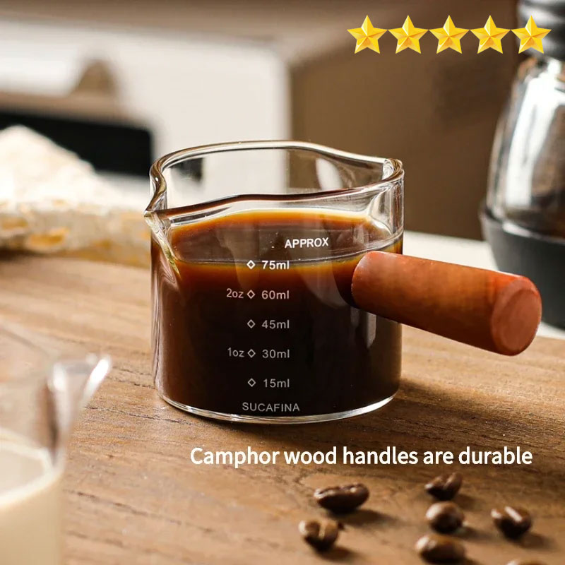 Glass Espresso Measuring Cup, Double/Single Mouth Glass Milk Jug, with Handle, Glass Scale Measuring Mugs