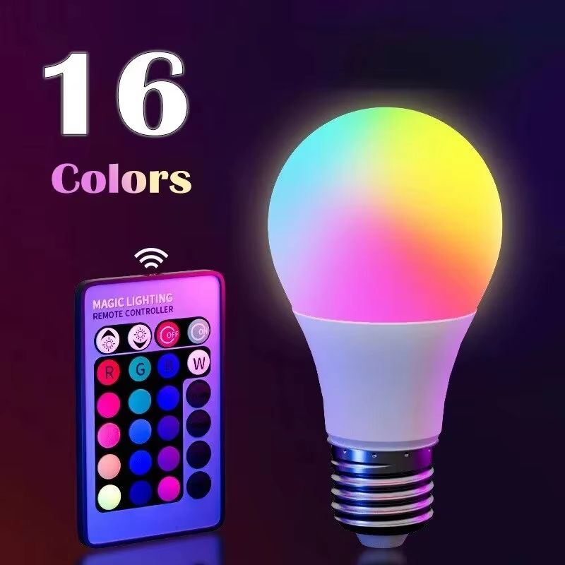 16 Color RGB LED Light Bulb with Remote Control for Mood Lighting and Home Decor