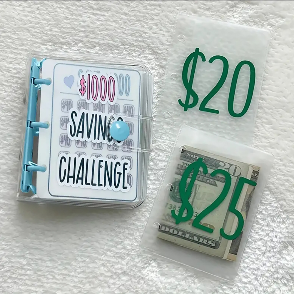 Savings Challenge Binder, Reusable Money Saving Binder for Budgeting & Cash Envelopes