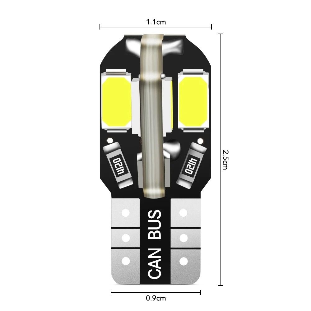T10 W5W LED Car Bulbs 5730 8SMD 12V White Light Pack