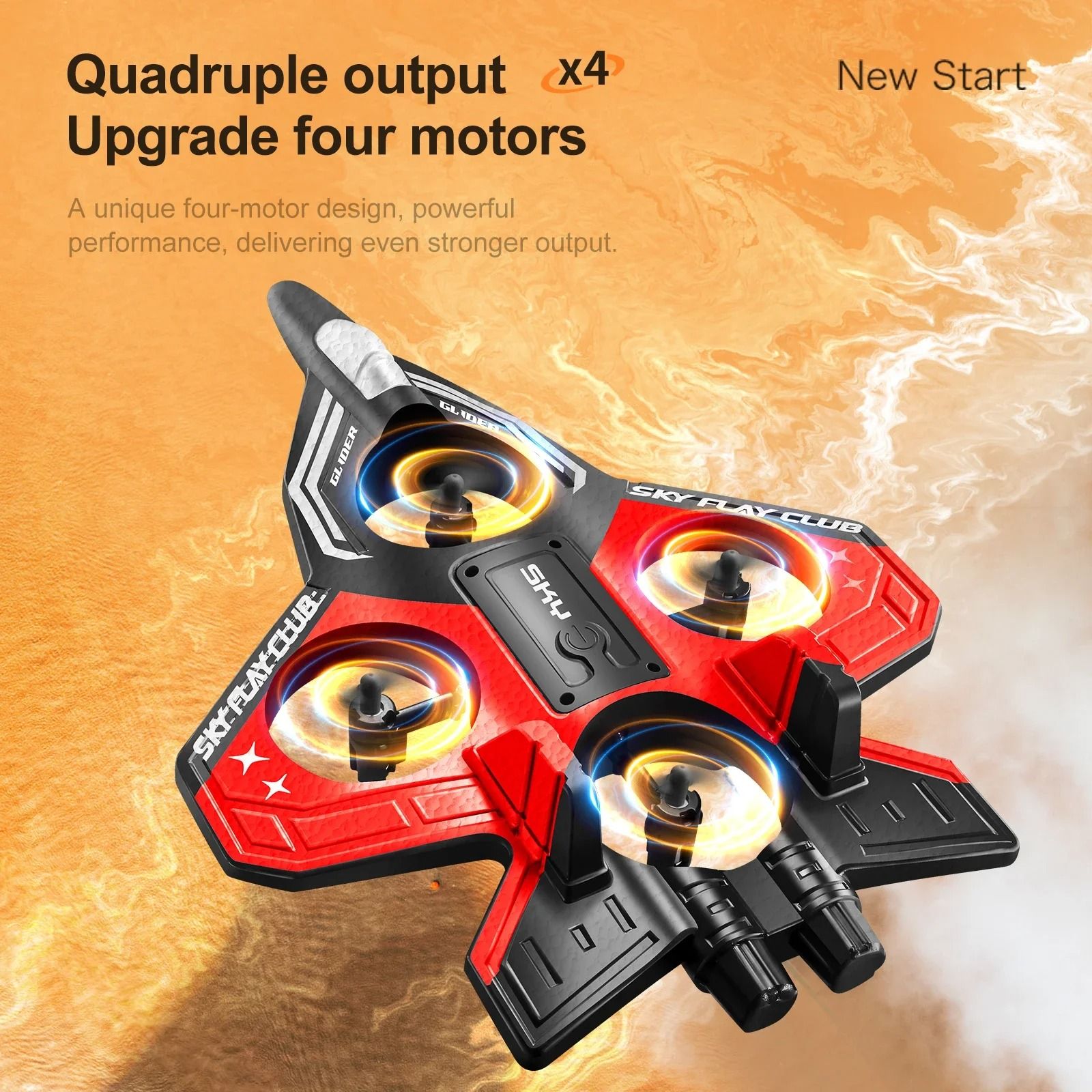 Remote Control Glider Jet Foam Plane with Lights for Outdoor Stunt Flying