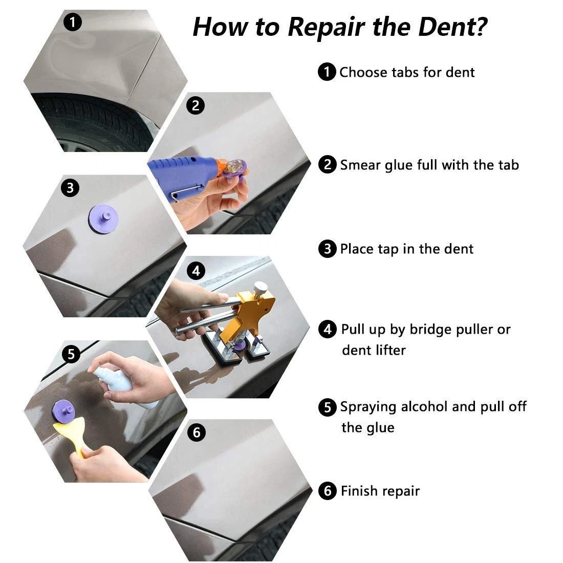 Auto Car Dent Repair Kit Paintless Puller & Panel Lifter Tool for Door Dings