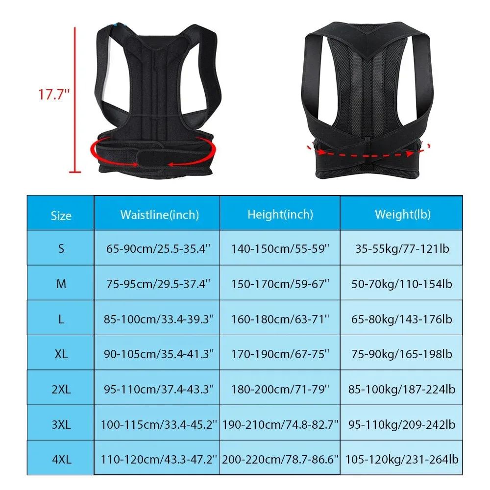 Adjustable Upper Back Posture Corrector Brace Shoulder Support Straightener Strap