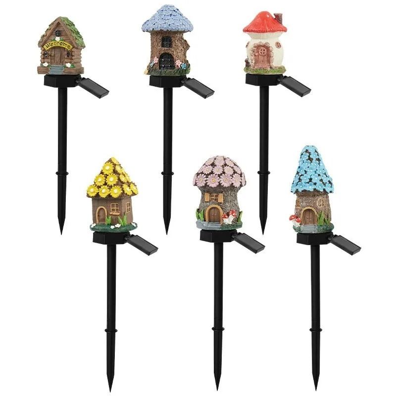 Cartoon Anime Resin Mushroom House Solar Landscape Light