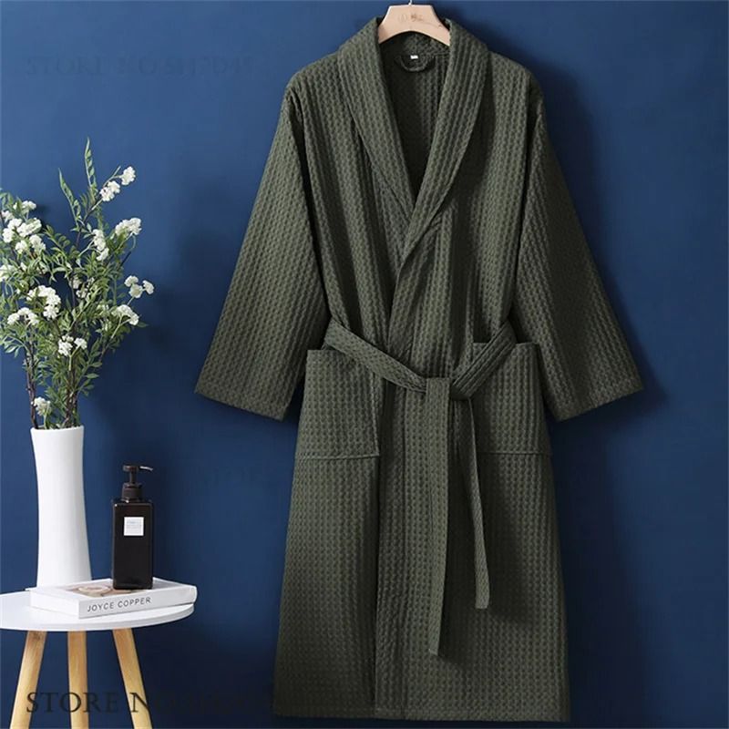 100% Cotton Couple Waffle Robe – Professional Kimono Bathrobe & Casual Summer Loungewear