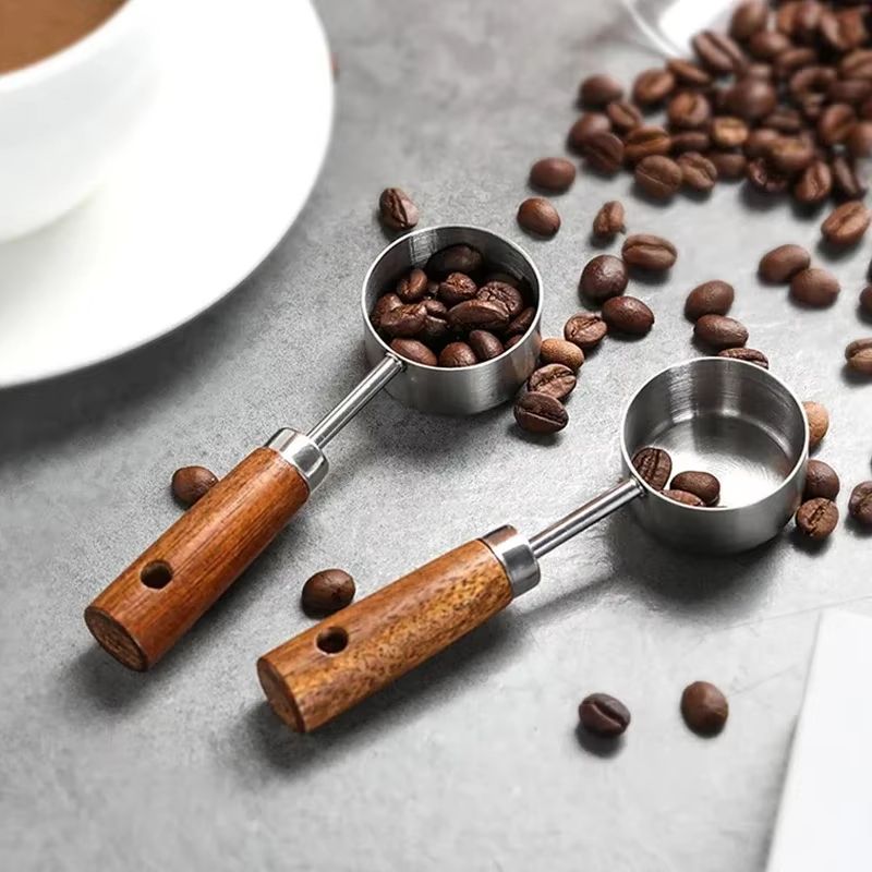 15ml Stainless Steel Coffee Measuring Spoon with Wooden Handle