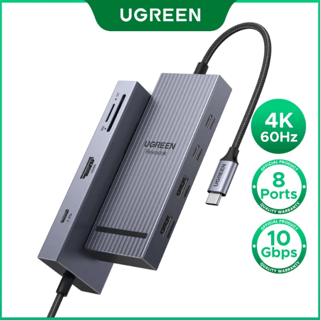UGREEN 8 in 1 USB C Hub with 4K HDMI and High Speed Ports with SD TF Card Reader