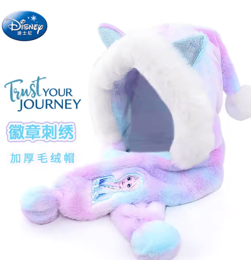 Disney Frozen Elsa and Anna Peaked Cap with Velvet Ear Protection Scarf