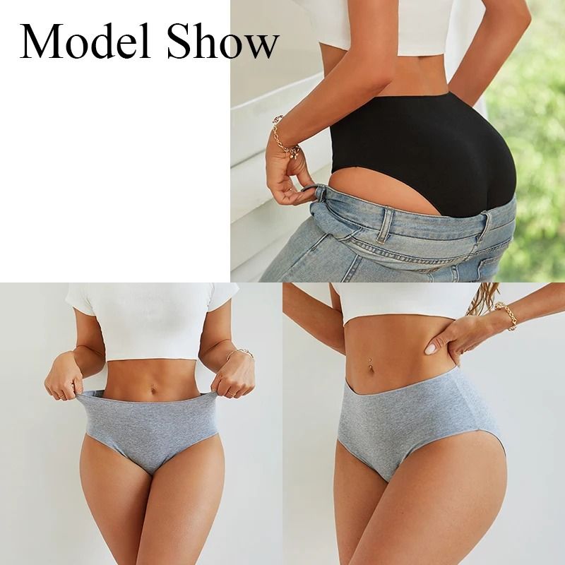 6 Piece Womens Cotton High Waist Seamless Briefs Breathable Everyday Underwear Set
