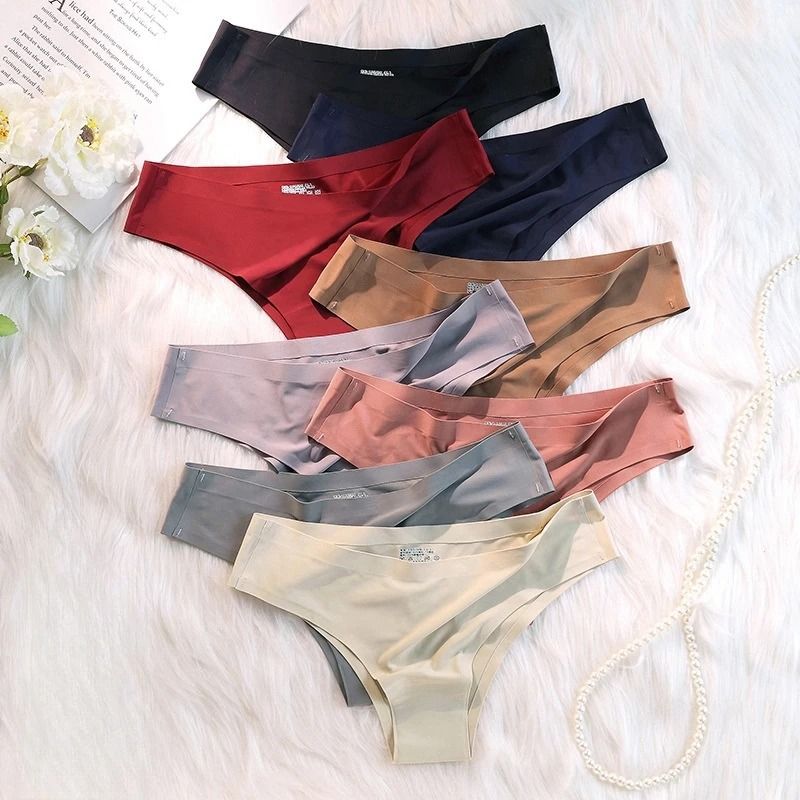 Seamless Ice Silk Low Waist Thong Panties Set of 4