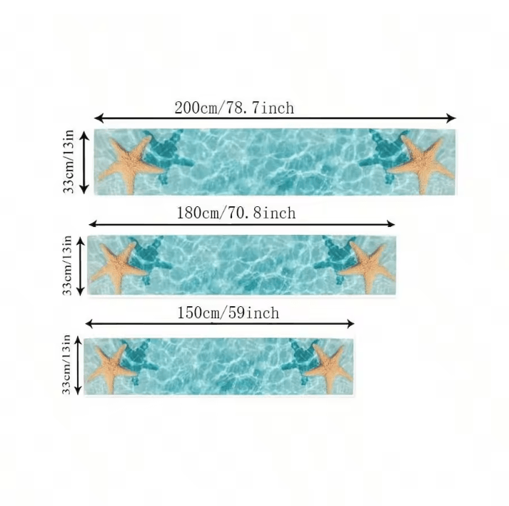 Watercolor Starfish Ocean Linen Table Runner Coastal Dining Decor for Home & Events