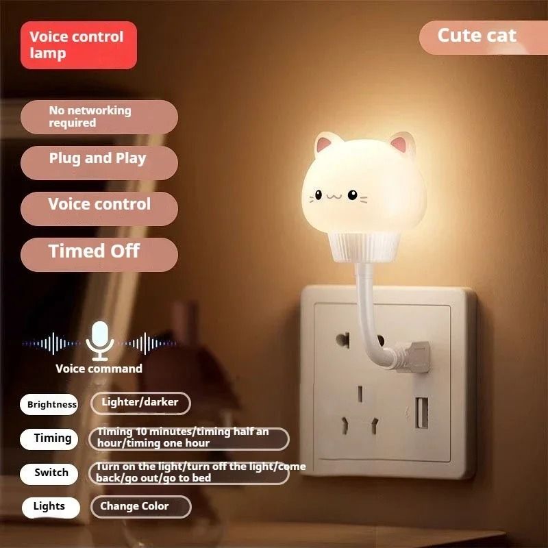 Cute Cartoon Voice Control LED Night Light