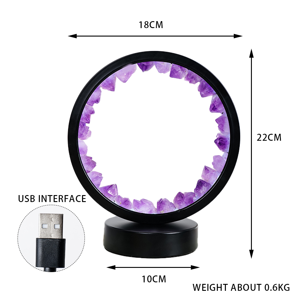 Natural Amethyst Crystal Lamp, 7' LED Gemstone Night Light for Healing Room Decoration, Home Decor