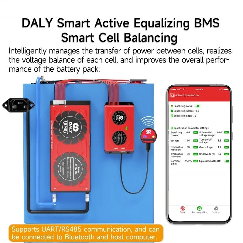 Smart BMS with 1A Active Balancer | LiFePO4 & Li-Ion Battery Management System