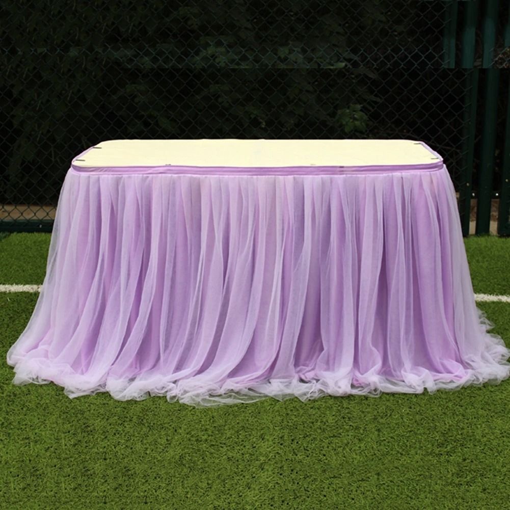 Elastic Tulle Table Skirt for Wedding and Party Decor