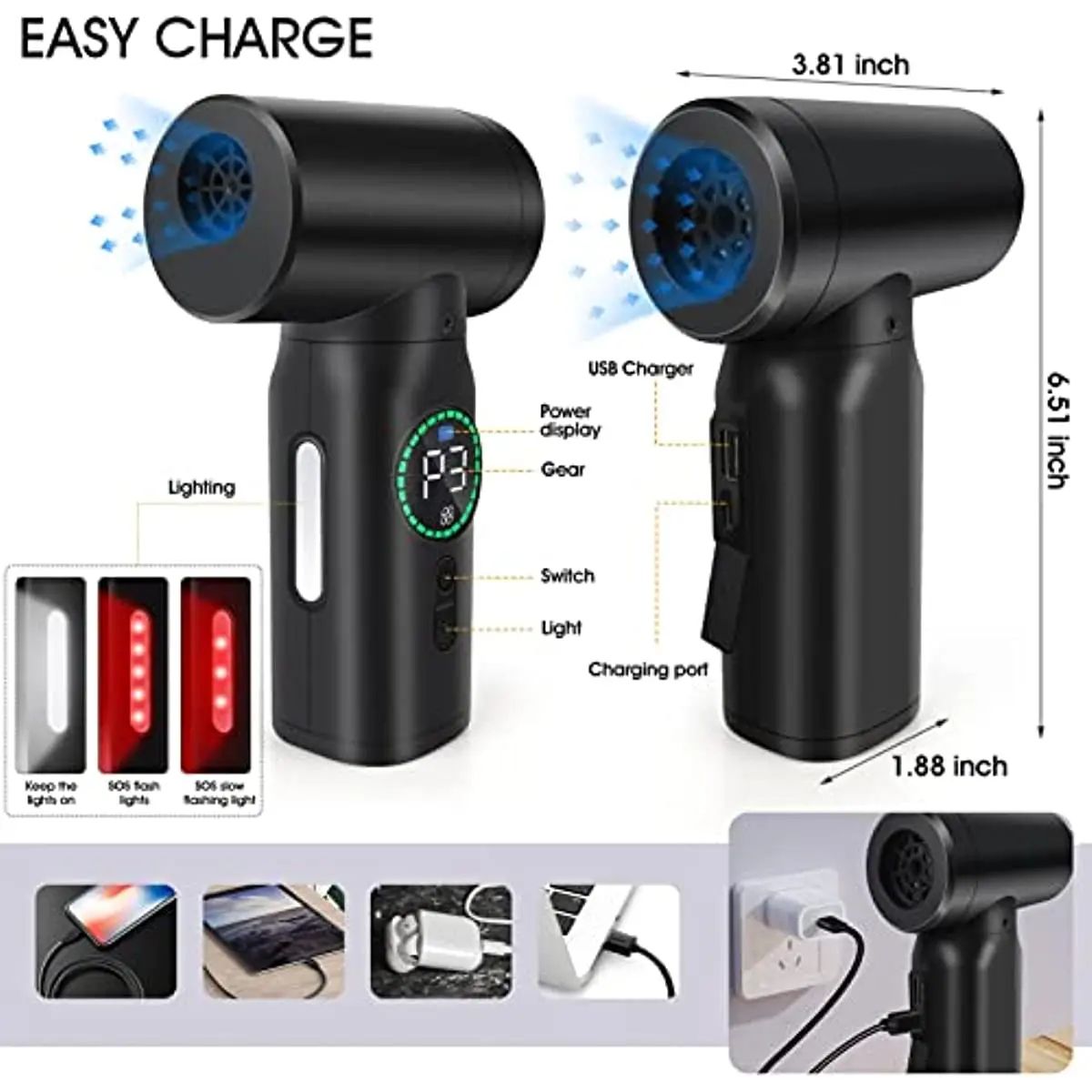 7500mAh Cordless Air Duster & Vacuum – Portable Compressed Air Blower for Keyboard & PC Cleaning